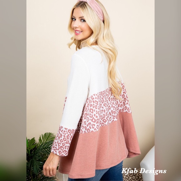 🥰LAST! French Terry Color Block Animal Print Top! - Picture 5 of 5